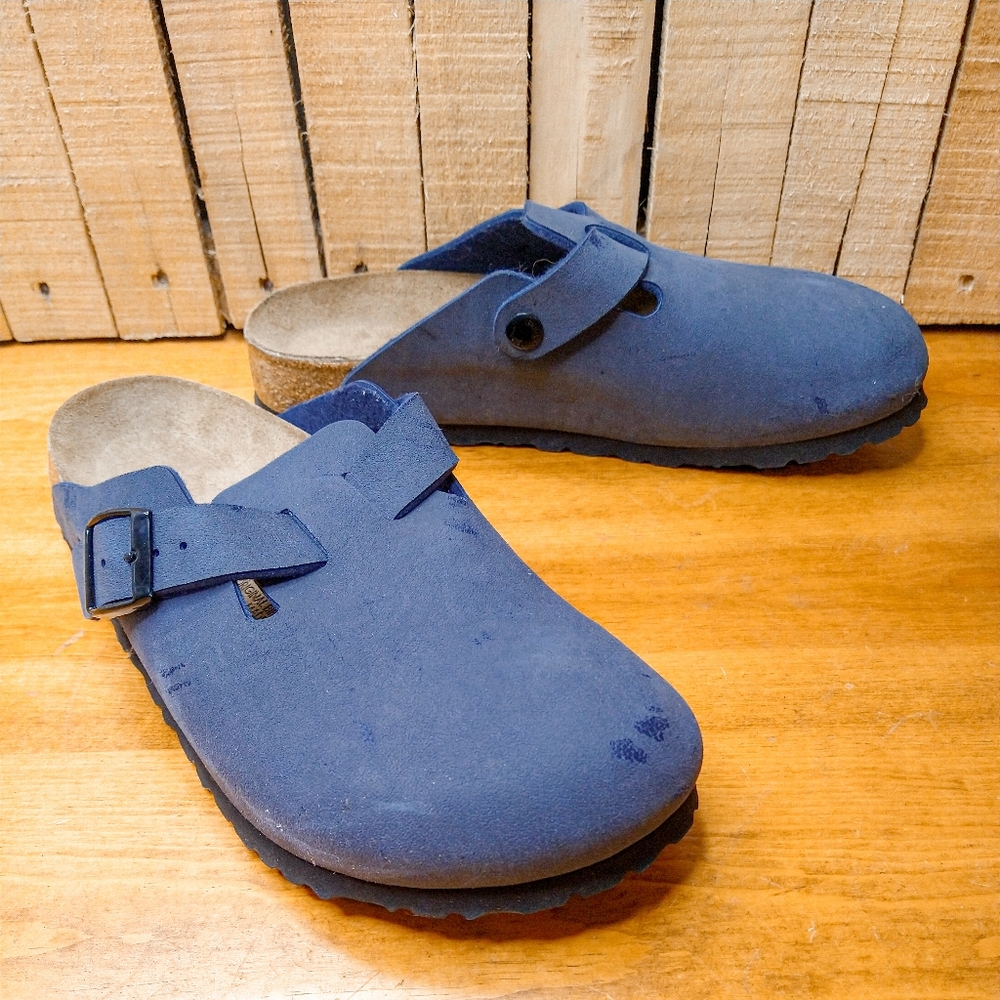 Birkenstock Birki's Navy Blue Night Nubuck Upper Boston Slip On Clog Size 37 6